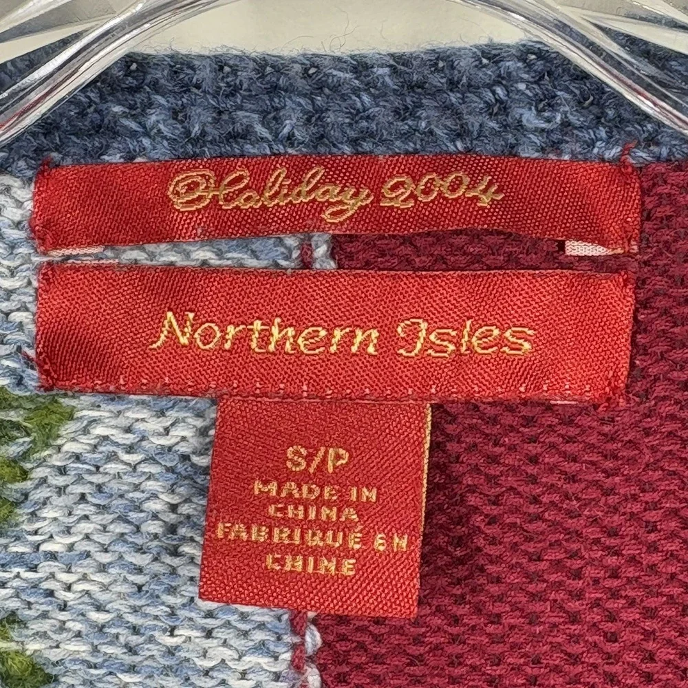 VTG Northern Isles Women‎ Holiday Cardigan Sweater Size S Christmas Poinsettia - Picture 4 of 12